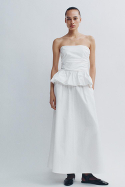 ZARA ОБЪЕМНЫЙ ТОП ИЗ ПОПЛИНА, БЕЛЫЙ