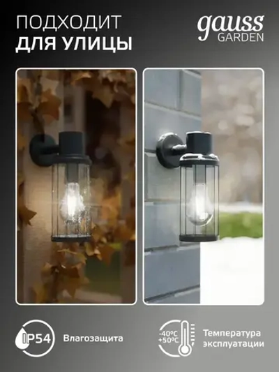 Светильник уличный настенный вниз под лампу Е27, 105*142*240мм IP54 Gauss Vega