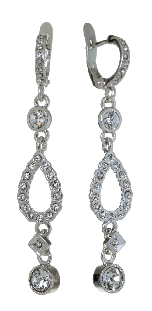 "Вебер" серьги в родиевом покрытии из коллекции "Алмазный фонд" от Jenavi с английским замком