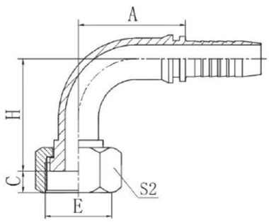 Фитинг DN 16 ORFS 27x1.5 (90) (накидная гайка)