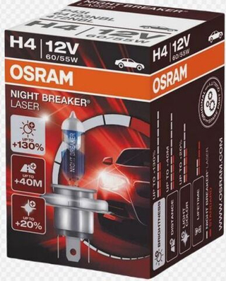 Автолампа H4 12V 60/55W P43t Osram  +130% NIGHT BREAKER LASER (64193NL) 1шт