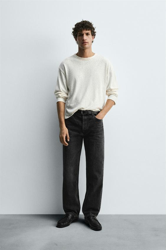 ZARA ДЖИНСЫ STRAIGHT FIT, УГОЛЬНЫЙ