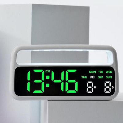 Часы-будильник календарь настольные LED 5520 White