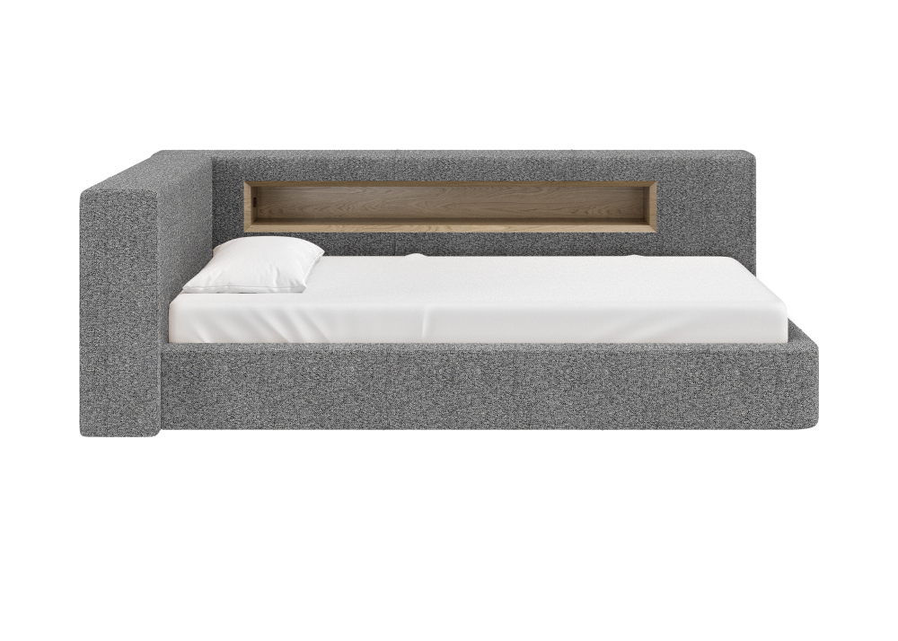 Диван-кровать Cube c нишей L (серый, рогожка)