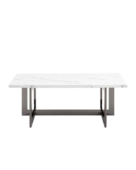 Журнальный столик Newton 122х61 см, белый мрамор, темный хром