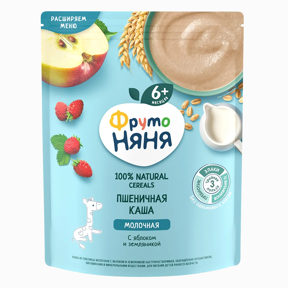 Каша Фруто Няня пшеничная с яблоком и земляникой 200 гр