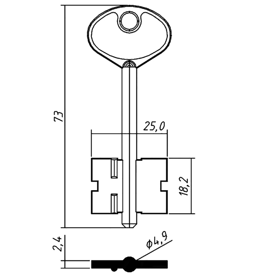 Заготовка сувальдного ключа 10619 KER3D KERBEROS