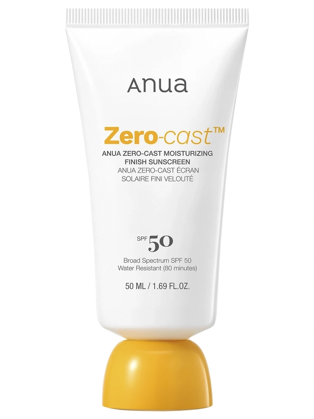 Anua Zero-Cast Moisturizing Finish Sunscreen увлажняющий солнцезащитный крем SPF50