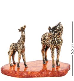 Народные промыслы AM-2005 Фигурка «Жираф с малышом» (латунь, янтарь)