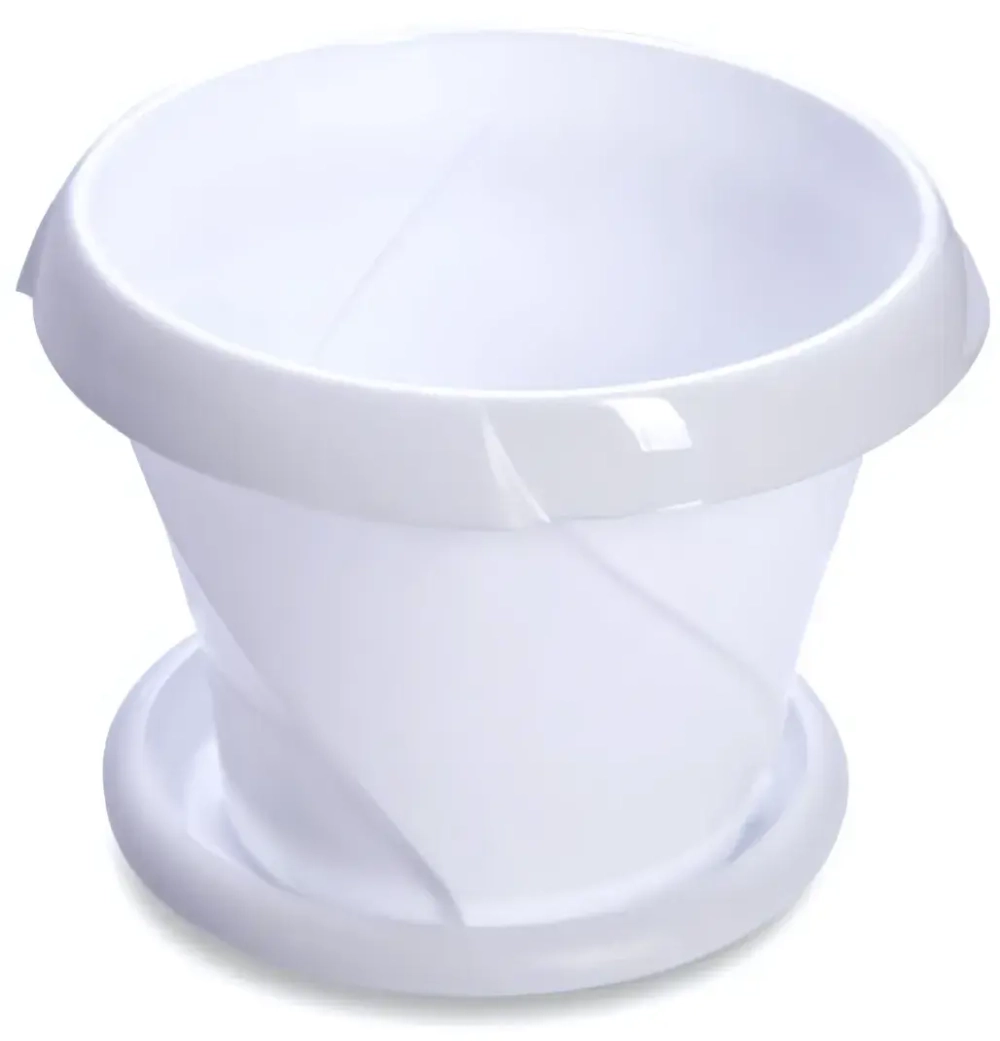 Кашпо для цветов пластиковое 0,7л d-13,5см «Флориана» с поддоном белый С384БEЛ