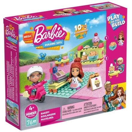Mega Construx - Набор кубиков Barbie Кондитерская + 2 фигурки GWR32
