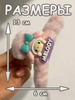Заколка крабик краб для волос пушистый плюшевый Hello Kitty