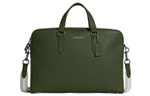 COACH Graham Pebbled Leather Briefcase, Shoulder Bag, Handbag Large Men"s Dark Green