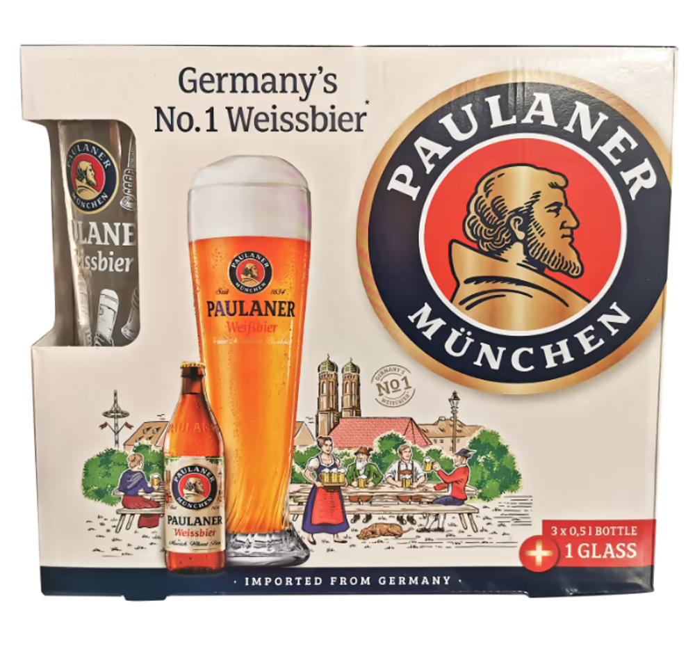 Мультипак Paulaner Weissbier 0.5 л. + бокал