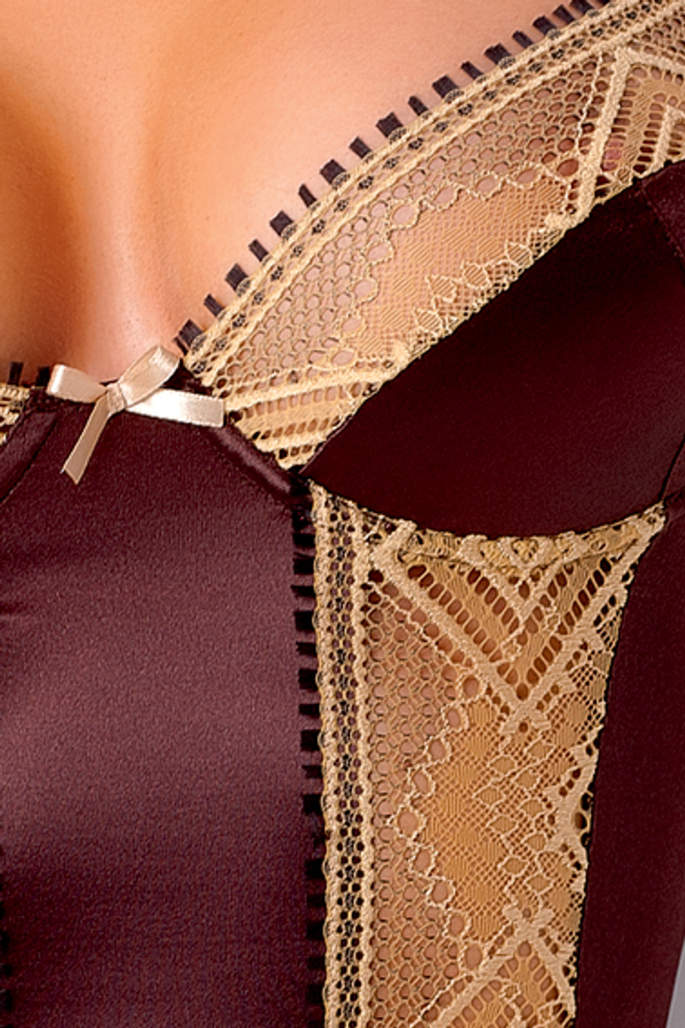 Роскошный шоколадный корсаж Tokyo (Размер: L-XL) (Цвет: коричневый)