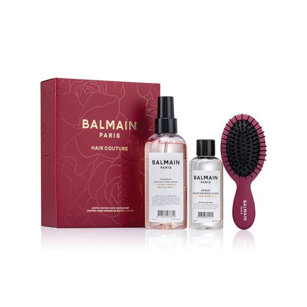Balmain Hair Couture Набор Лимитированный Limited Edition Muse D'Amour Set (Термозащитный спрей, Аргановый эликсир, мини-спа-щетка)