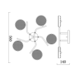 Светодиодный светильник на штанге 60Вт, 4800Лм, 4500К, Ra>80, металл/пластик, шампань