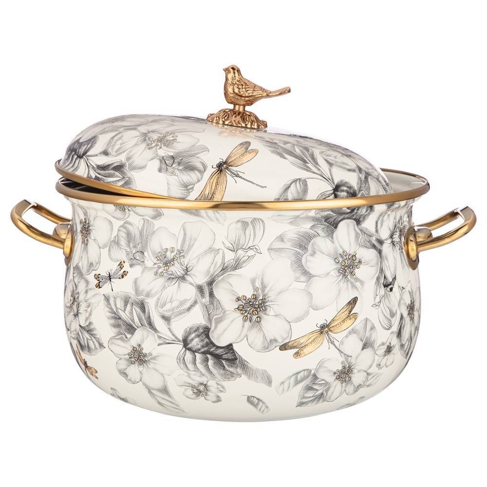 КАСТРЮЛЯ ЭМАЛИРОВАННАЯ AGNESS С КРЫШКОЙ, СЕРИЯ ЯБЛОНЕВЫЙ САД 4,8Л, ДИА.22СМ ПОДХОДИТ ДЛЯ ИНДУК.ПЛ