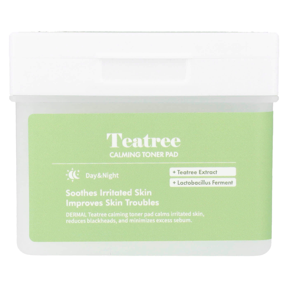 Dermal, Teatree Calming Toner Pad, 120 марлевых салфеток