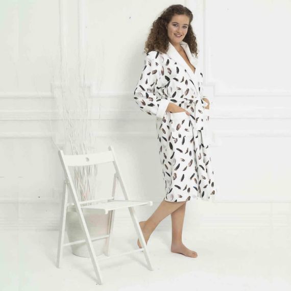 Халат женский сатин махра GALA кремовый Tivolyo Home Турция