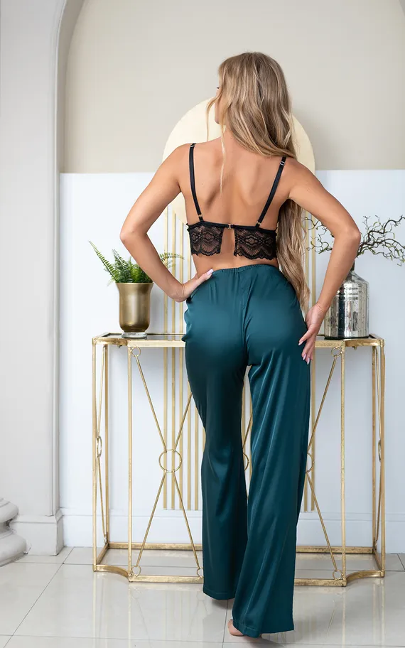 7142 комплект шорты, штаны, лиф, накидка темно-зеленого цвета