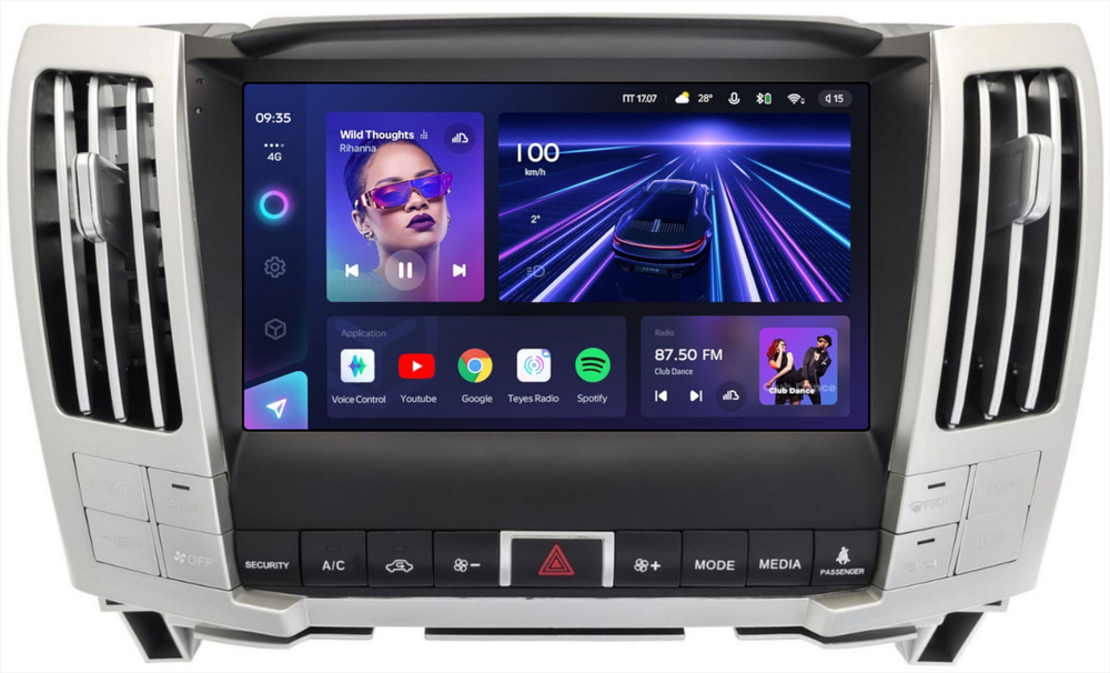 Магнитола для Toyota Harrier XU30 2003-2013, Lexus RX 2003-2009 (ШГУ цветной, рамка наверх тип 2) - Teyes CC3L монитор 9" IPS на Android 10, 8-ядер, CarPlay, 4G SIM-слот