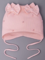 Шапка для девочки осенняя на завязках с бусинами