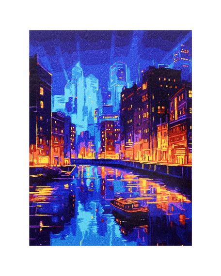 Nömrəli Rəngləmə Lori Çərçivədə  30*40 СМ &quot;Вечерний канал&quot;