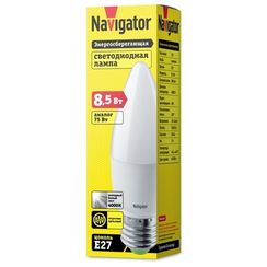 Лампа светодиодная Navigator C37 220V Е27 8,5W 4000K свеча 28666