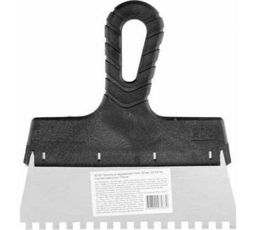 Шпатель из нержавеющей стали SPARTA 200 мм зуб 6х6 мм пластмассовая ручка 85158