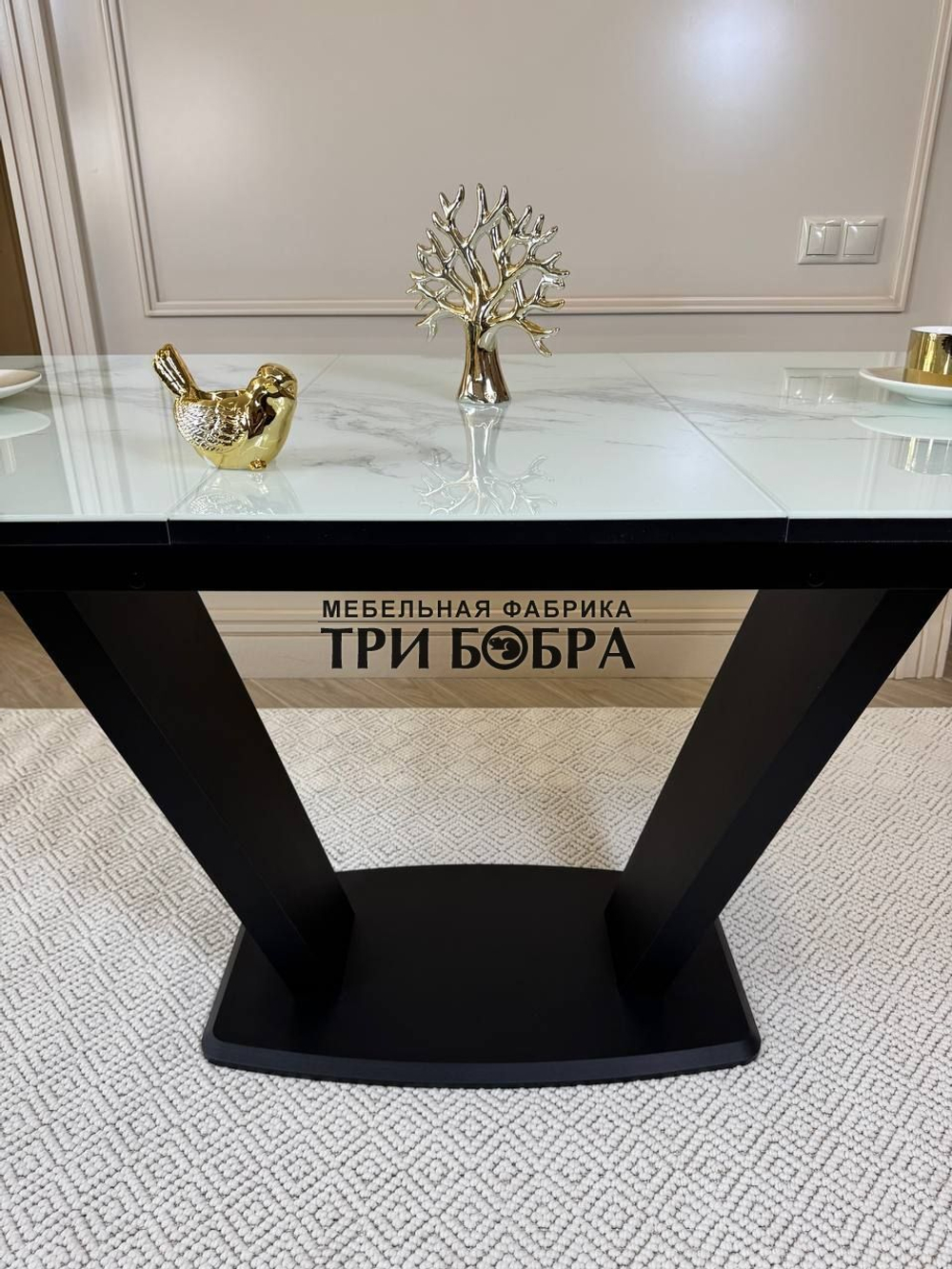 Кухонный раздвижной стол "Прадо", белый мрамор