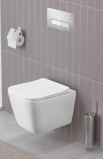 Унитаз подвесной безободковый с сиденьем и смывом TORNADO BelBagno KRAFT-TOR BB7106CH-TOR/SC