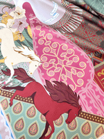 Платок «Небесное зеркало. Рассвет» 100% шелк, зеленый