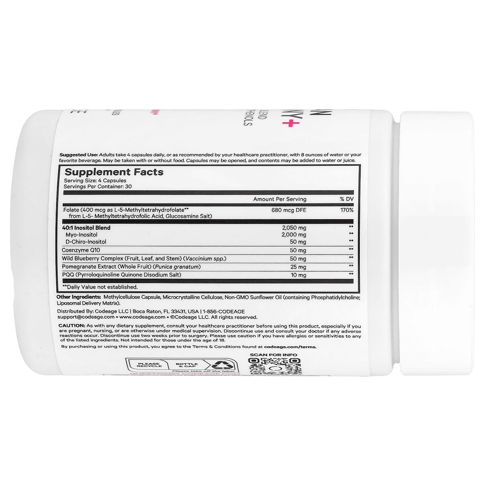 Codeage, PQQ Ovarian Harmony +, 120 растительных капсул