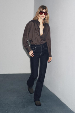 ZARA ДЖИНСЫ BOOTCUT С ВЫСОКОЙ ПОСАДКОЙ — ZW COLLECTION, СИНИЙ