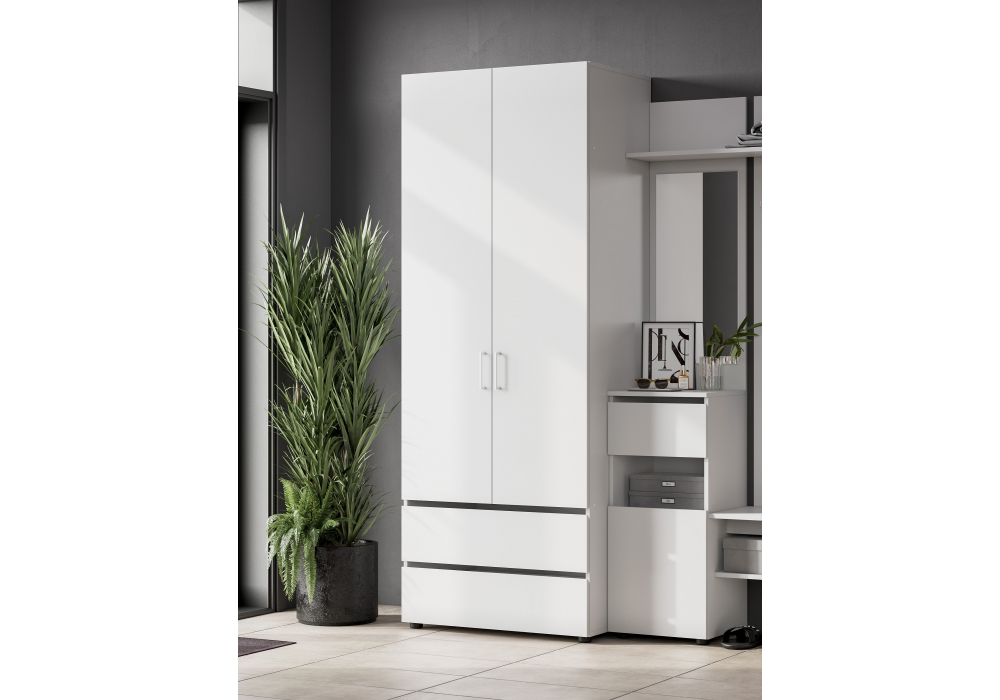 Шкаф Woodville двухстворчатый Валенсия белый текстурный