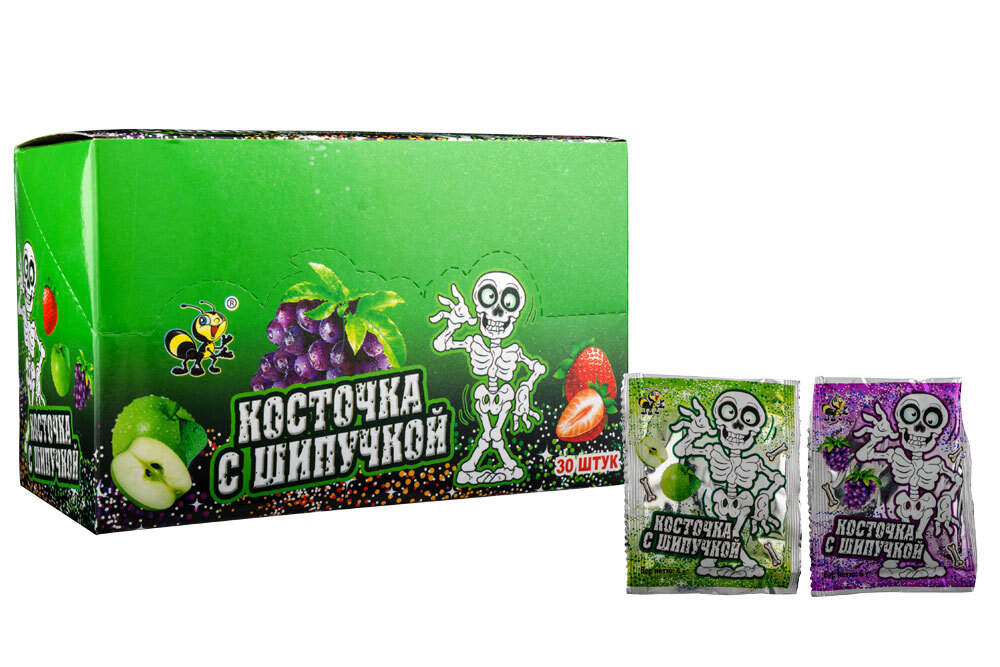Конф. "Косточка с шипучкой" 18*30шт 6г