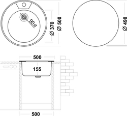 Комплект Мойка Domaci Равенна Rite DFA 500 (6) TG + Смеситель MEGA Mega MG-BMK016, хром