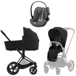 Коляска Cybex Priam IV Matt Black complete и автокресло Cloud G i-Size Lava Grey Plus 3 в 1 Sepia Black