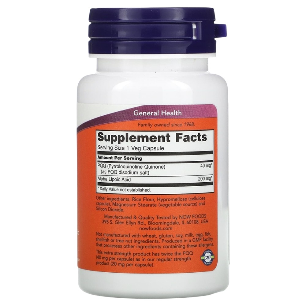 Now Foods PQQ 40 mg 50 Veg Capsules , Пирролохинолинхинон