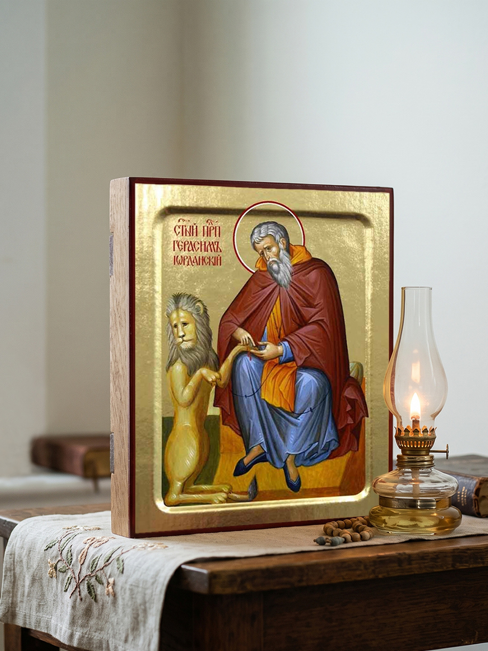 Икона Герасима Иорданского, преподобного на дереве: 125 х 160 (Синопсисъ)