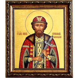 Всеволод Псковский и Новгородский Святой Благоверный князь. Икона на холсте.