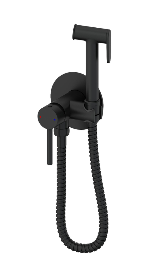 Смеситель с гигиеническим душем встраиваемый WONZON & WOGHAND STICK, Черный матовый (WW- 88829902-MB)