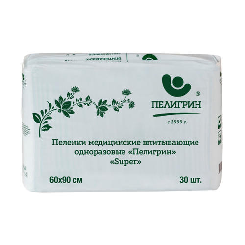 Пеленки впитывающие одноразовые для взрослых, серия Super, 60х90 см, 30 шт.