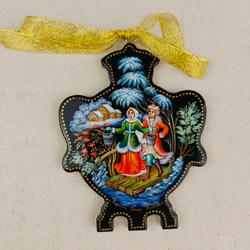 Сувенир Самовар "За водицей" с росписью Палех в подарочном футляре