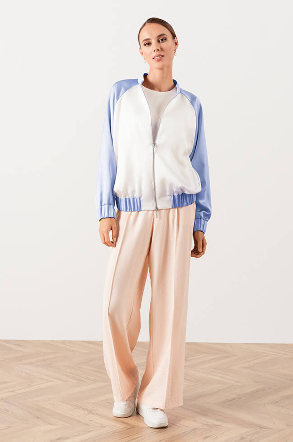 1860 Жакет женский (голубой / молочный)