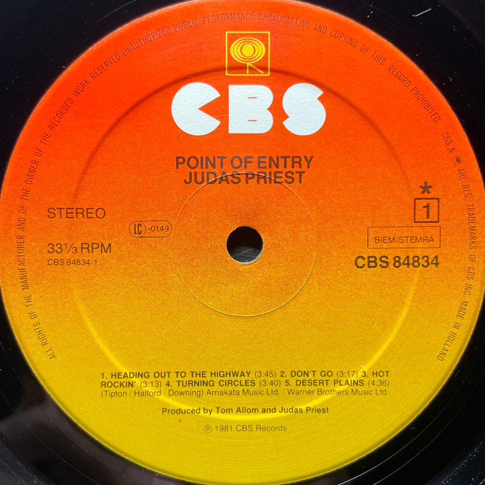 Judas Priest - Point Of Entry (Голландия 1981г.)