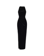 Платье миди из бархата с драпировкой