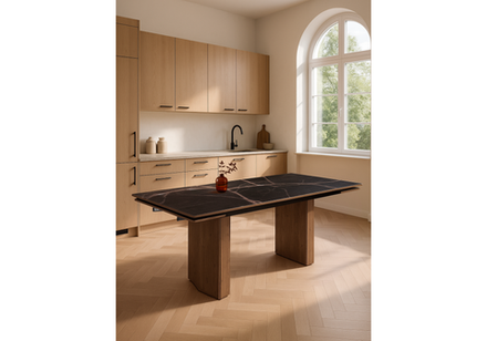 Стол стеклянный Woodville Монерон 200(260)х100х77 мейджик, орех кантри