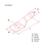 Наконечник медный луженый ТМЛ 16-6-6 (16мм² - Ø6мм) ГОСТ 7386-80 (в упак. 100 шт.) REXANT